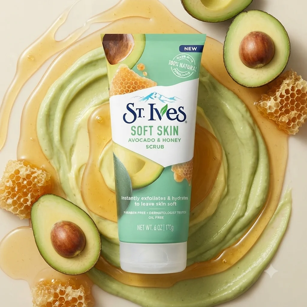 St. Ives Soft Skin Avocado & Honey Scrub – Instant Exfoliating Face Scrub