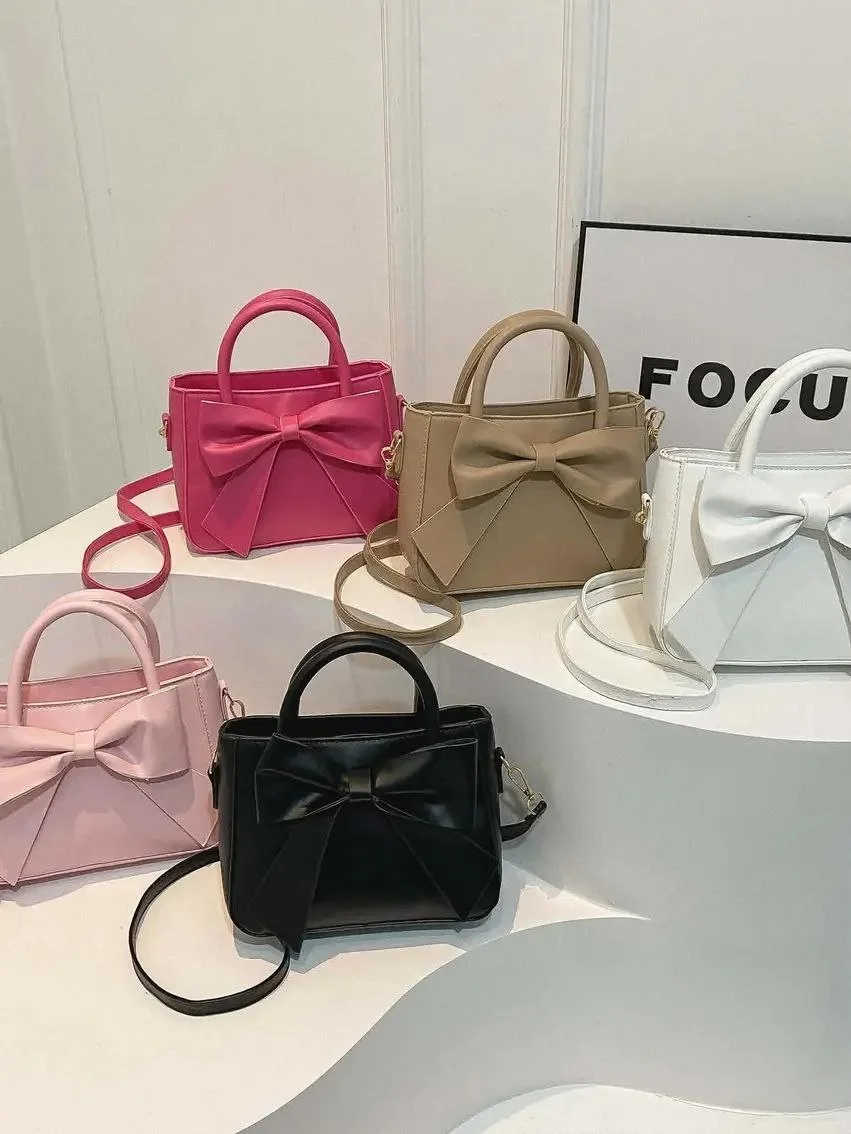 Elegant Bow Mini Handbag for Women – PU Leather Crossbody Shoulder Tote Bag