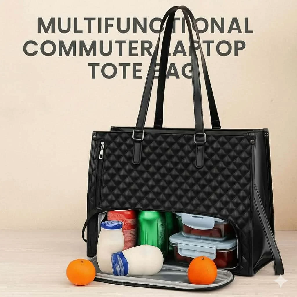 Large Capacity Insulated Lunch Bag for Women – Thermal Tote Bag with Shoulder Strap image 3