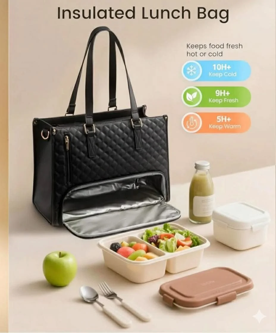 Large Capacity Insulated Lunch Bag for Women – Thermal Tote Bag with Shoulder Strap