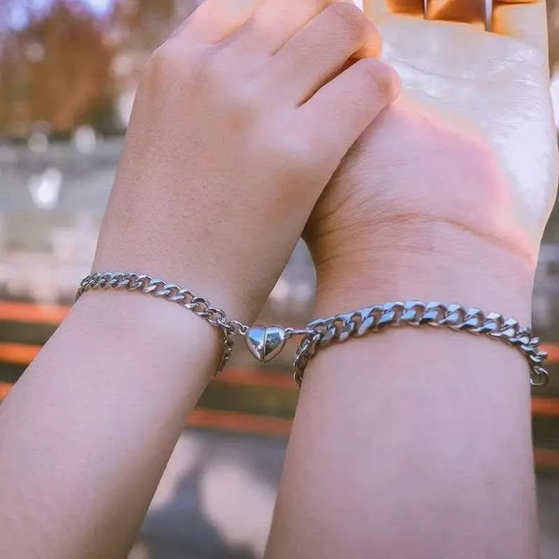 Magnetic Couple Bracelet Set | Stainless Steel Matching Bracelets