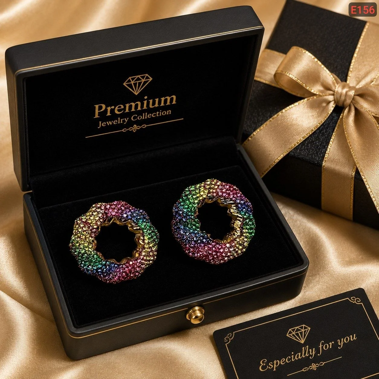 Premium Rainbow Crystal Stud Earrings for Women | Colorful Statement Earrings image 4