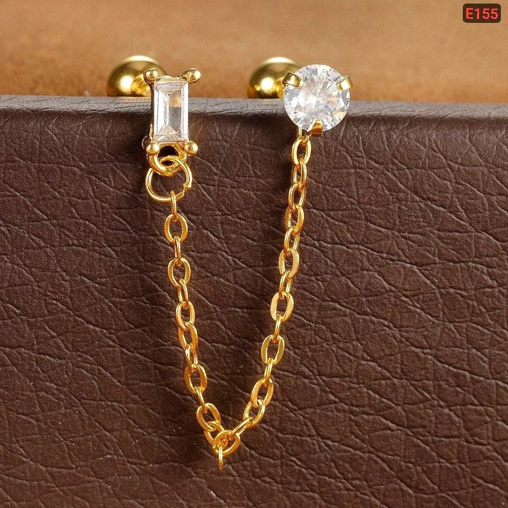 Crystal Chain Ear Cuff Earrings for Women | Gold-Tone Zircon Earrings image 6
