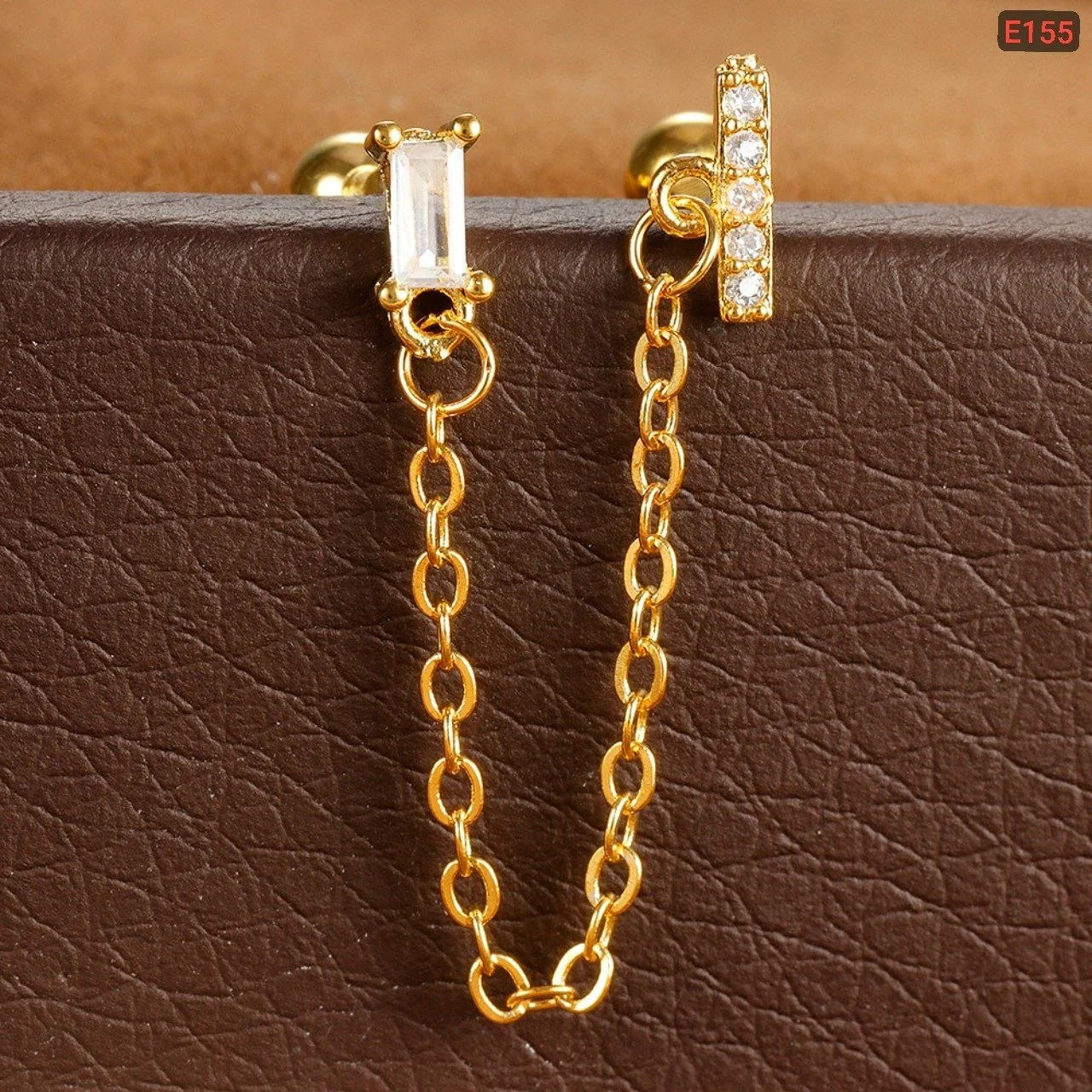 Crystal Chain Ear Cuff Earrings for Women | Gold-Tone Zircon Earrings image 4