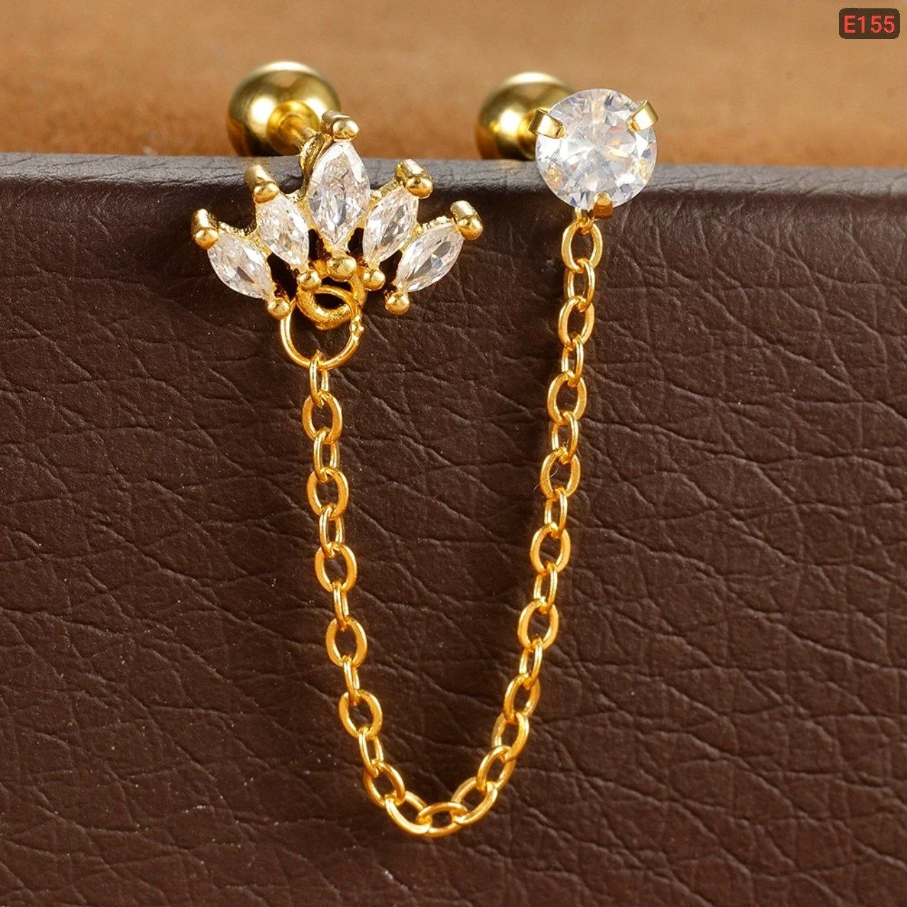 Crystal Chain Ear Cuff Earrings for Women | Gold-Tone Zircon Earrings image 3