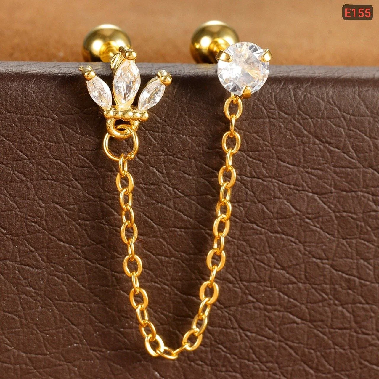 Crystal Chain Ear Cuff Earrings for Women | Gold-Tone Zircon Earrings image 5
