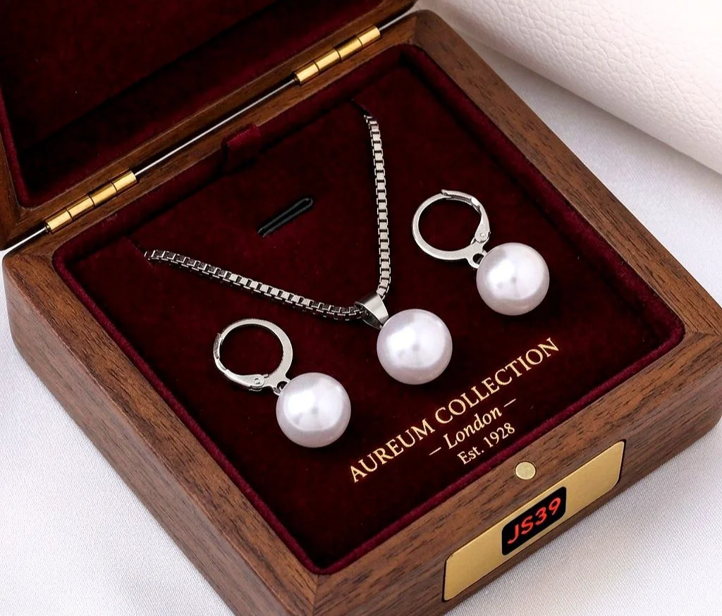 Pearl Pendant Necklace & Earrings Set for Women | Elegant Jewelry Set image 3