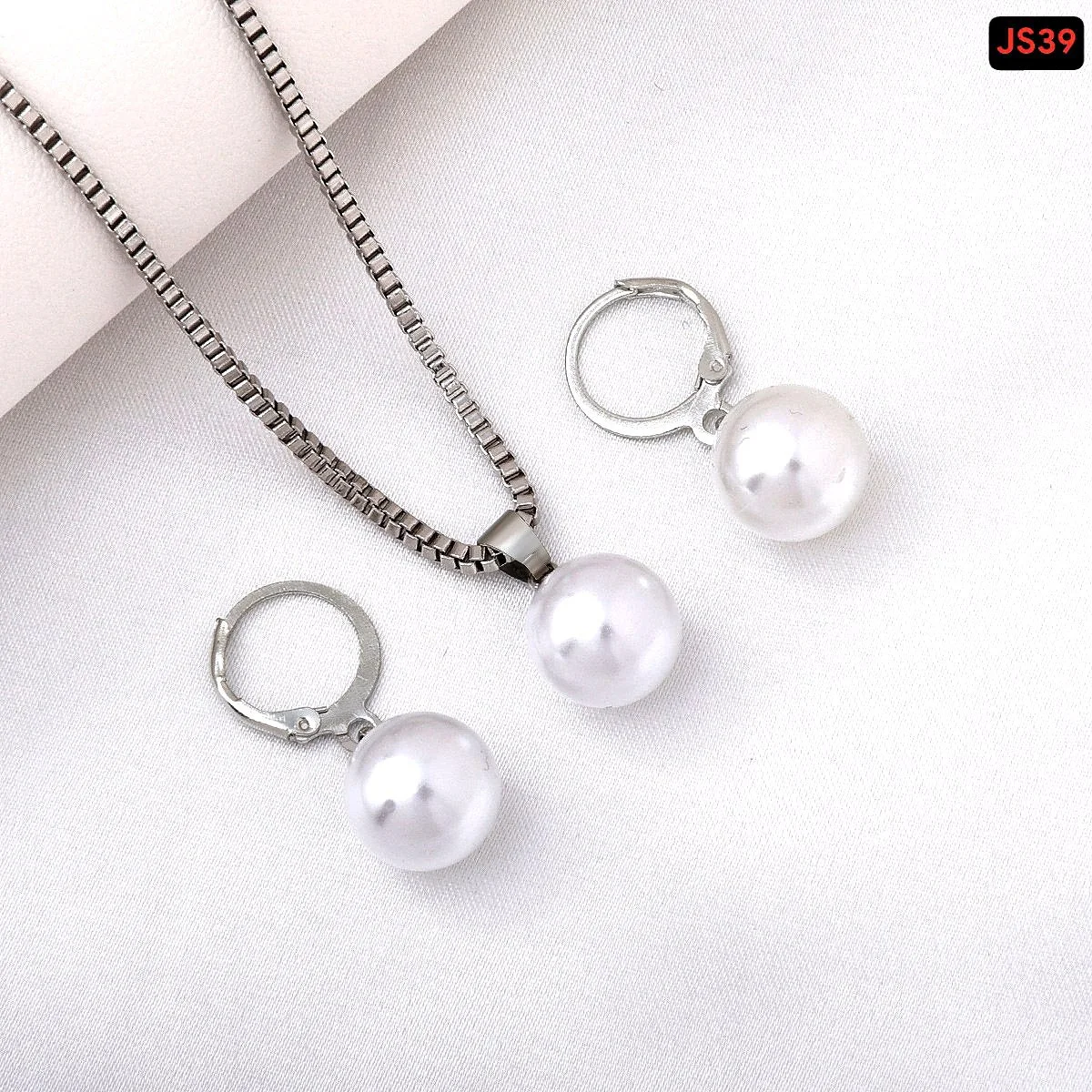 Pearl Pendant Necklace & Earrings Set for Women | Elegant Jewelry Set image 2
