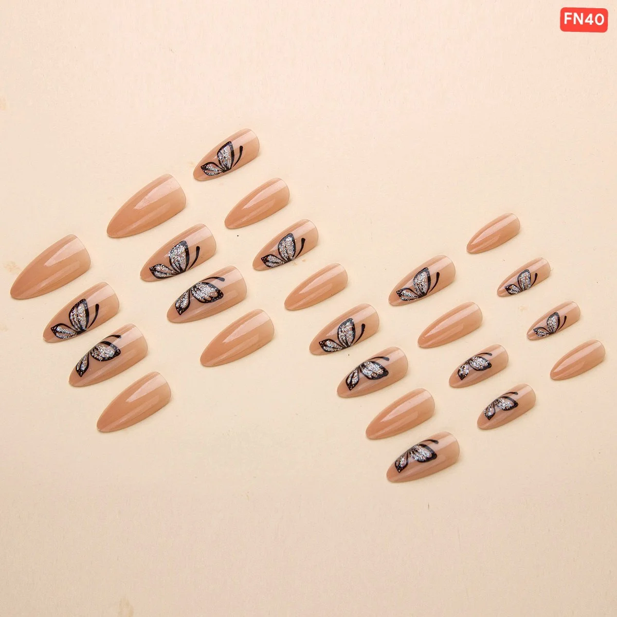 Butterfly design 24 Pcs Press-On Fake Nail Set | Reusable Artificial Nails for Women image 3