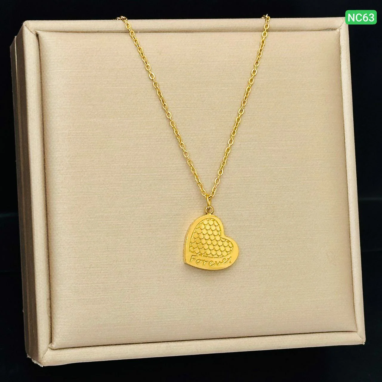 Honeycomb Heart Pendant Necklace for Women | Gold-Tone Minimalist Necklace image 2