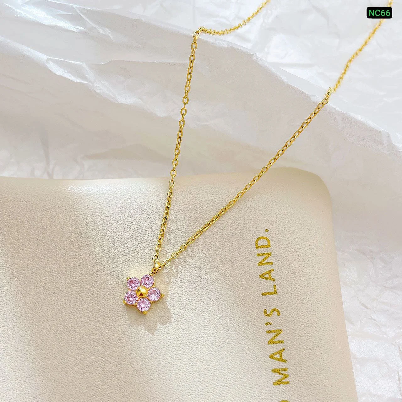 High Quality Zircon Flower Necklace for Women | Gold-Tone Pendant Necklace image 3