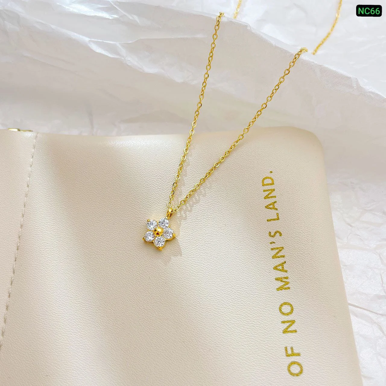 High Quality Zircon Flower Necklace for Women | Gold-Tone Pendant Necklace image 4