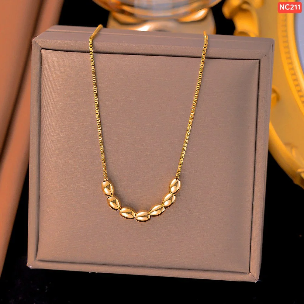 Gold Beads Chain Necklace for Women | Minimalist Gold-Tone Necklace
