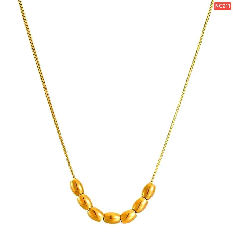 Gold Beads Chain Necklace for Women | Minimalist Gold-Tone Necklace image 2