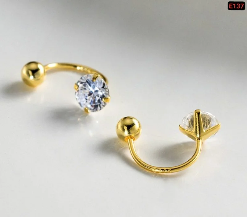 Gold Zircon Cartilage Helix Stud | Minimalist Piercing Jewelry