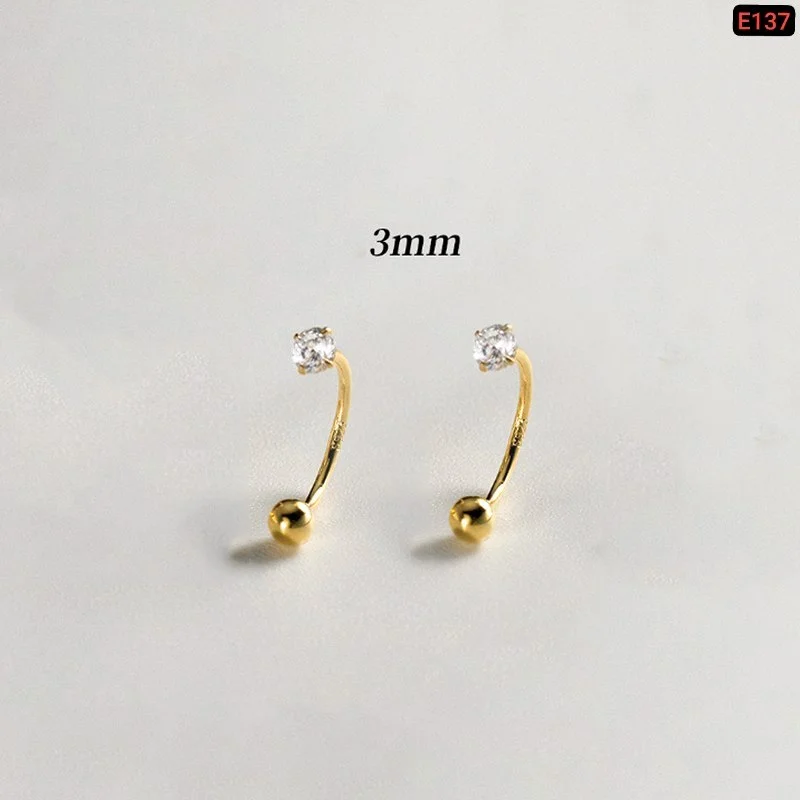 Gold Zircon Cartilage Helix Stud | Minimalist Piercing Jewelry image 2