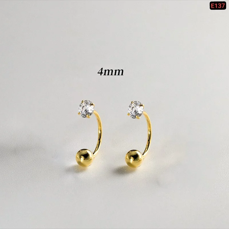 Gold Zircon Cartilage Helix Stud | Minimalist Piercing Jewelry image 3