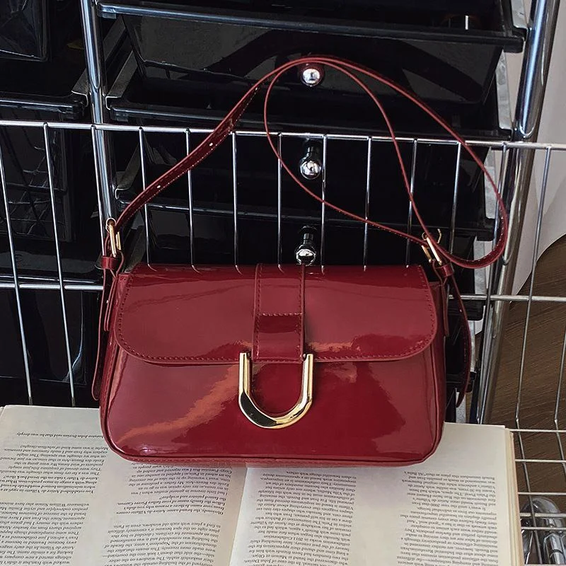 Glossy Flap Shoulder Bag for Women | Premium Patent Leather Handbag image 2