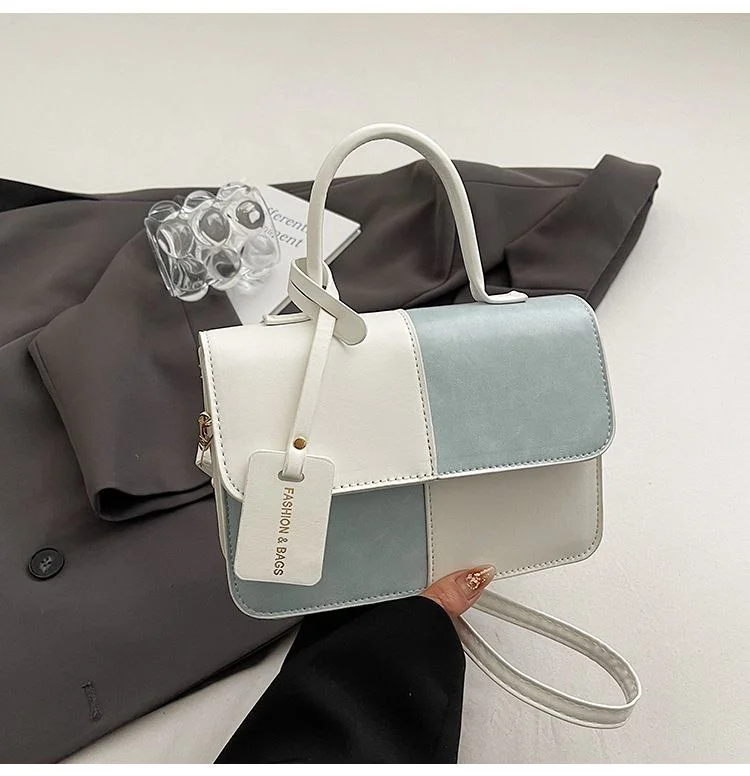 Color Block Mini Top Handle Bag for Women | Stylish Crossbody Handbag image 3