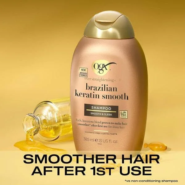 OGX Brazilian Keratin Smooth Shampoo – Frizz Control & Smoothing Shampoo (385ml)