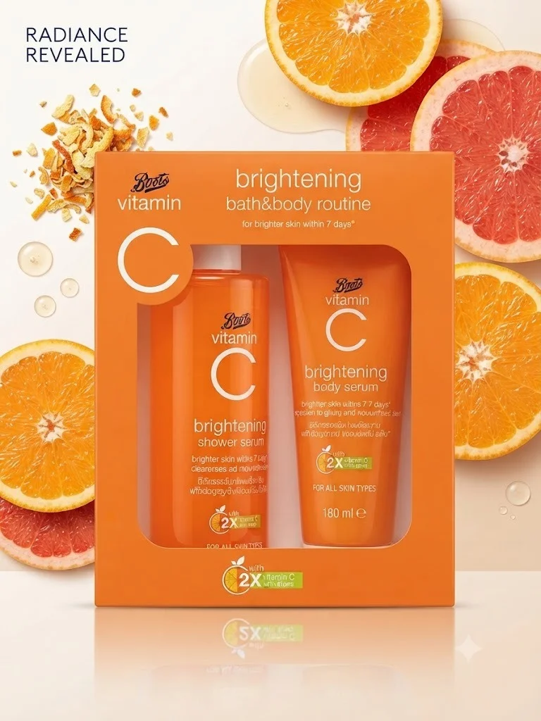 Boots Vitamin C Brightening Set: Shower & Body Serum Glow