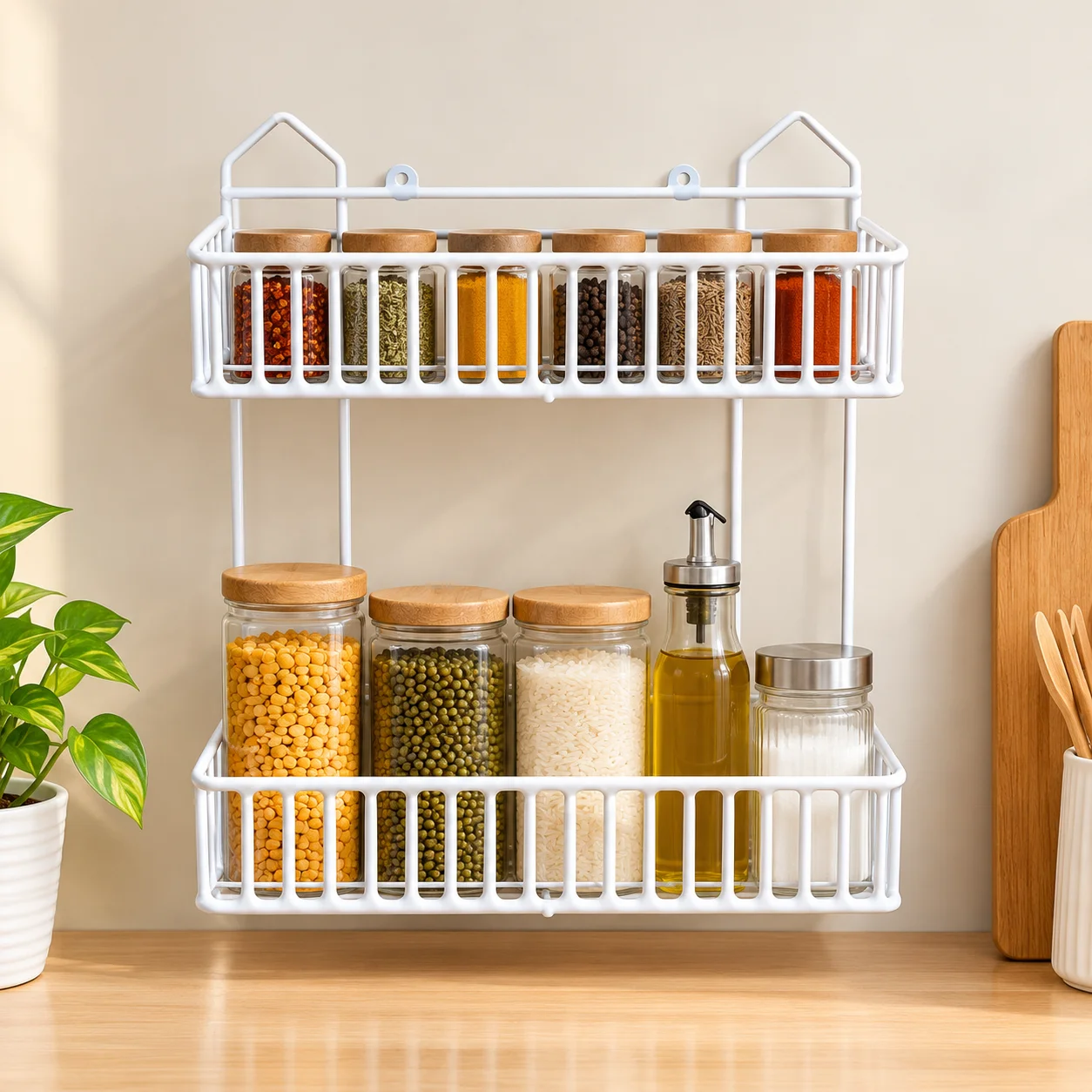 Kitchen Spice Rack Combo – Wall & Counter Organizer-1pcs
