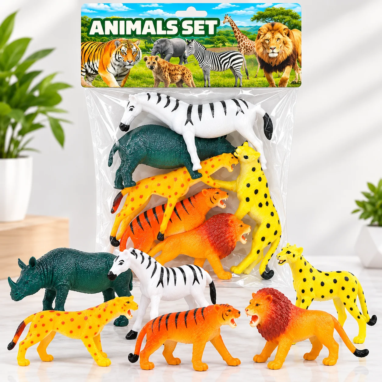 6pcs Wild Animals PVC Rubber Toy Set for Kids