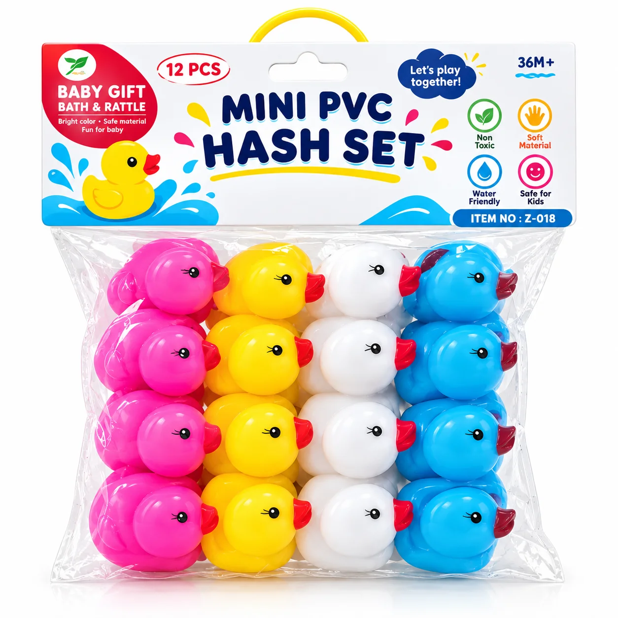 339. 12 Pcs Mini PVC Duck Bath Toy Set for Kids