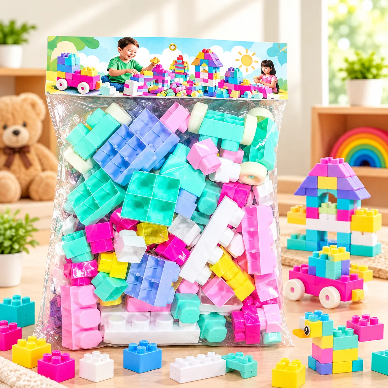 Kids Block Building Set – Colorful Construction Blocks for Kids
