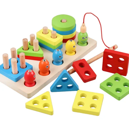 Fishing Four-Post Wooden Toy for Kids