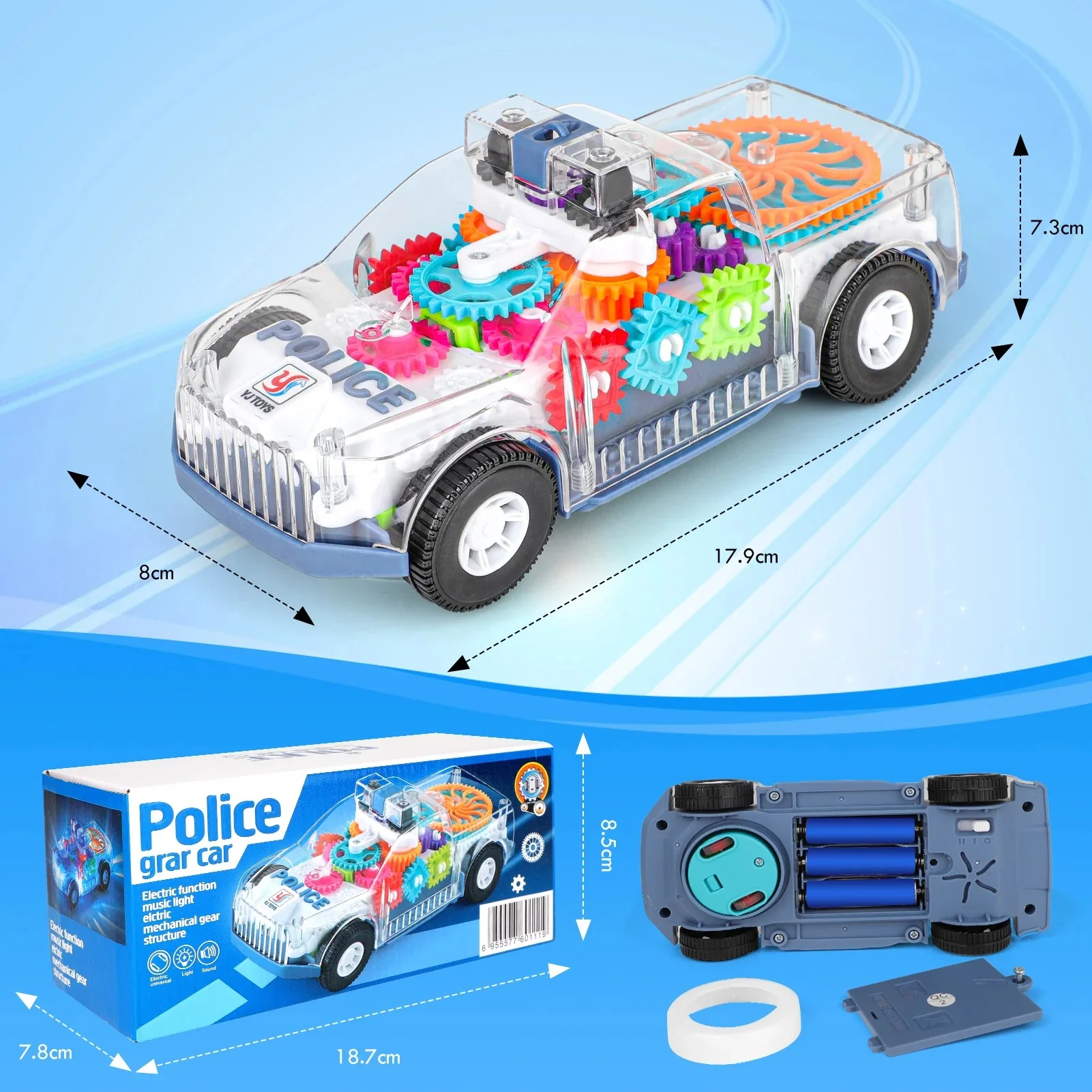 1125. Concept Transparent Gear police car Car - With Free 3p Bettary