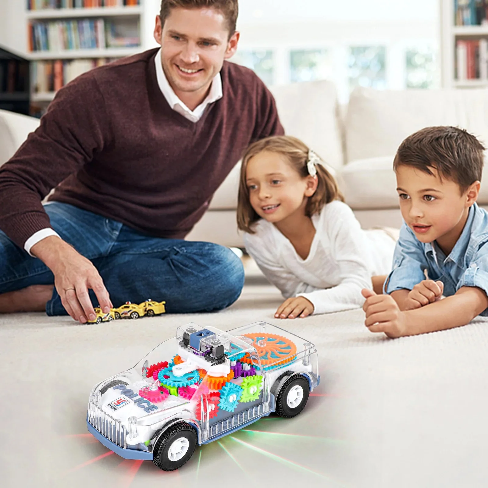 112. RechargeableTransparen Gear Police Car for kids