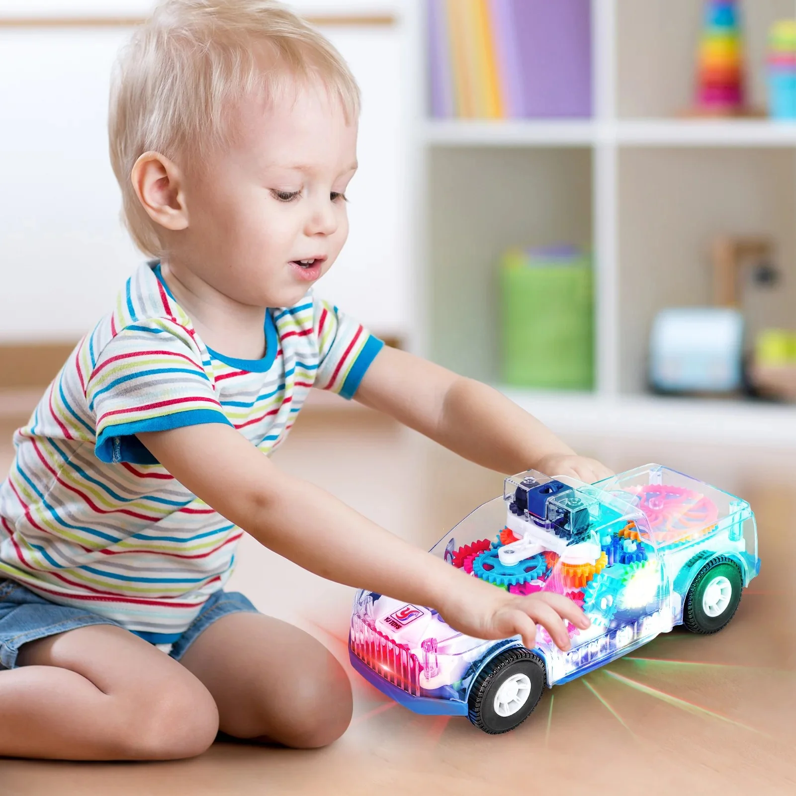112. RechargeableTransparen Gear Police Car for kids