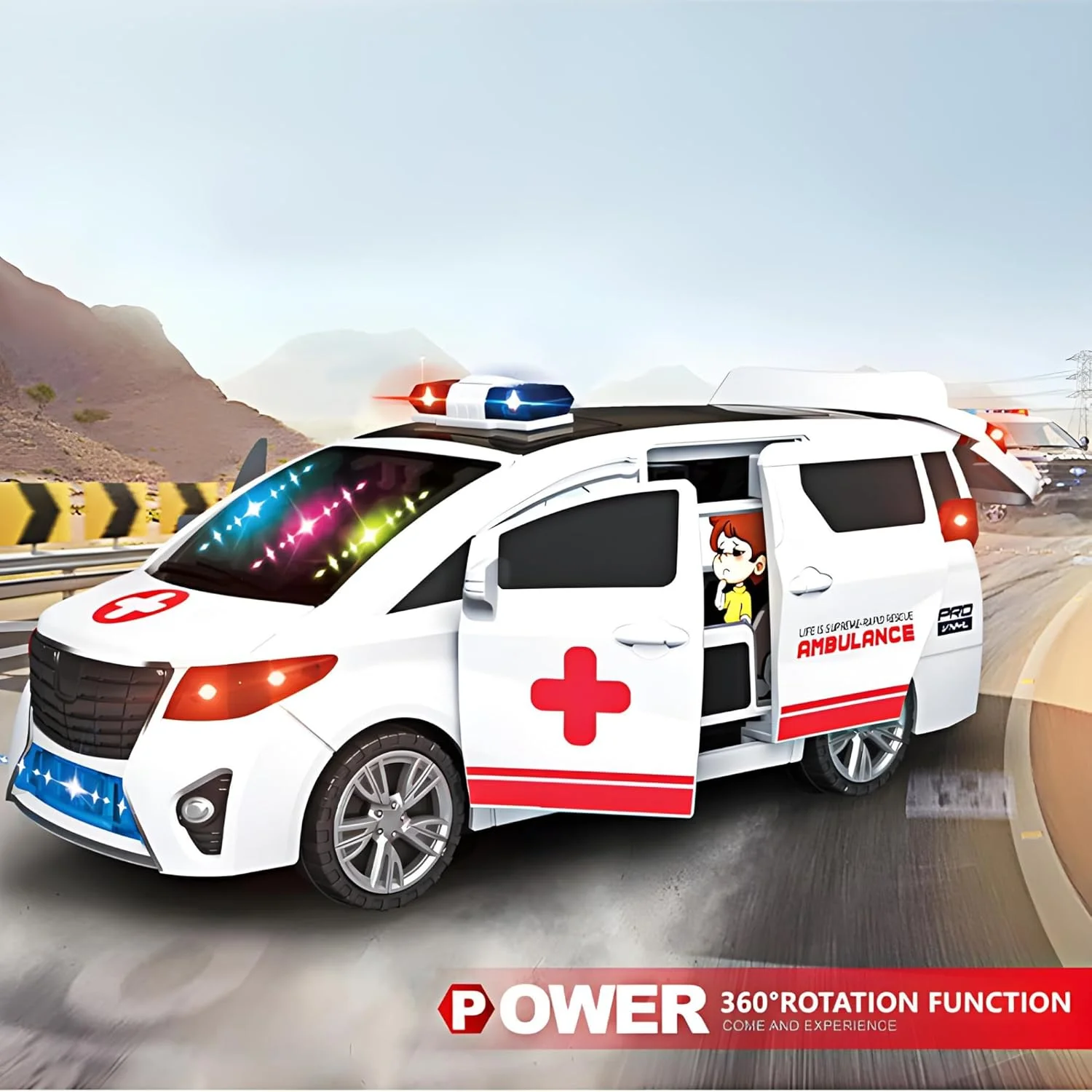 114. Electric Light & Sound Ambulance Toy Car