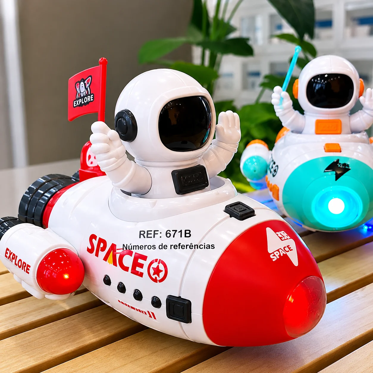 Space Rocket Robot Car Toy with Lights & Music for Kids