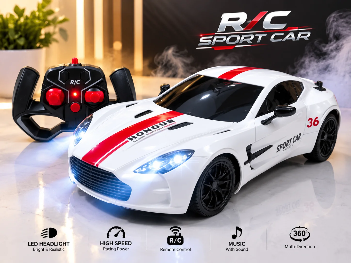 1153. Rechargeable Sports Car with LED Headlight & Back Light – 13 Inch