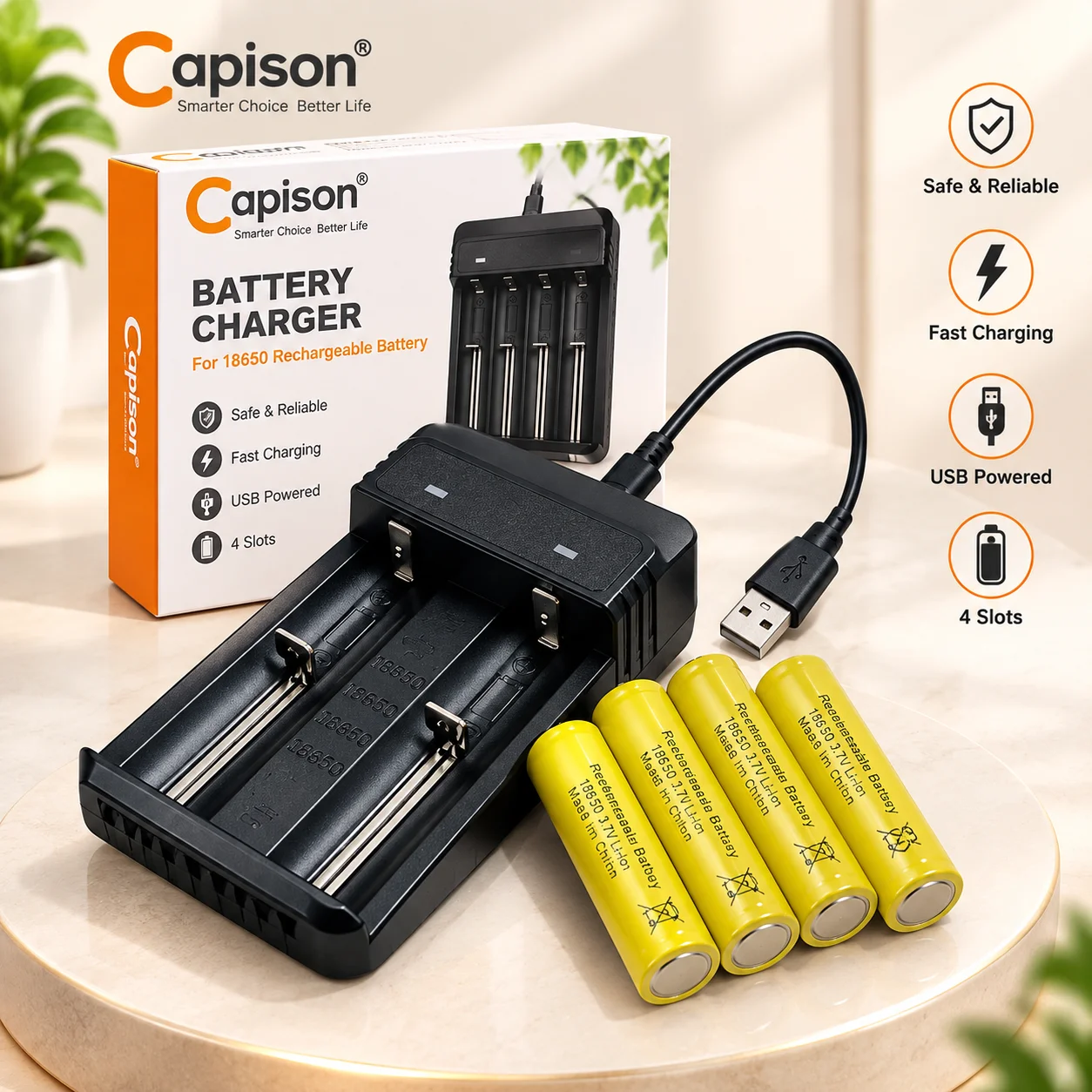 AA Rechargeable Battery 1000mAh 1.2V with 2-Slot USB Charger
