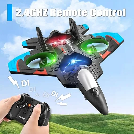 2.4GHz Dual-Propeller RC Fighter Jet – LED Light Aeroplane Toy