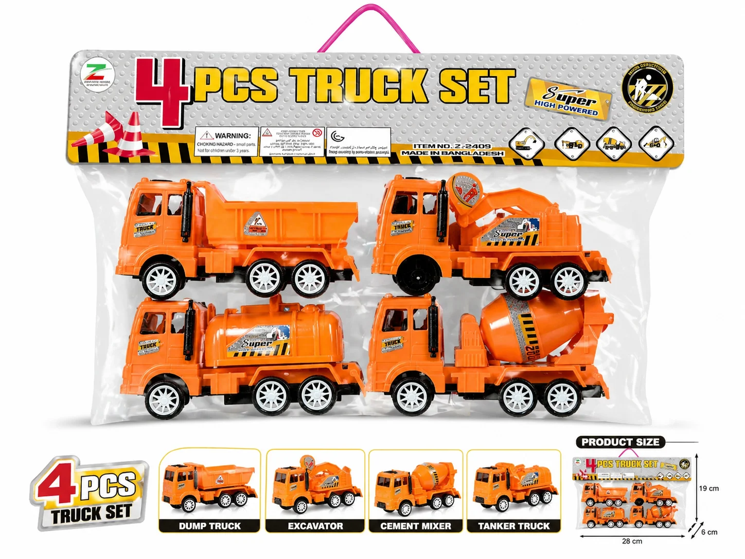 4 PCS Construction Toy Truck Set for Kids
