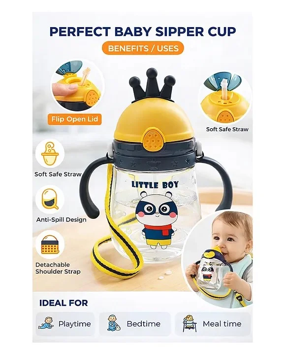 444. Kids king Straw Water Bottle with Strap for kids