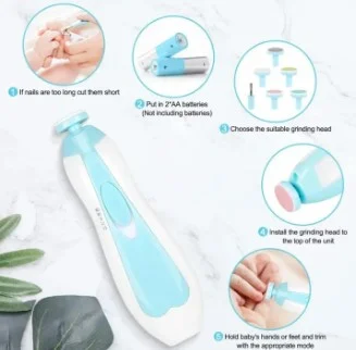 446. Children's nail file trimmer set Baby Electric Nails Toe nail clipper trimmer Newborn nail art set Baby nail care tools