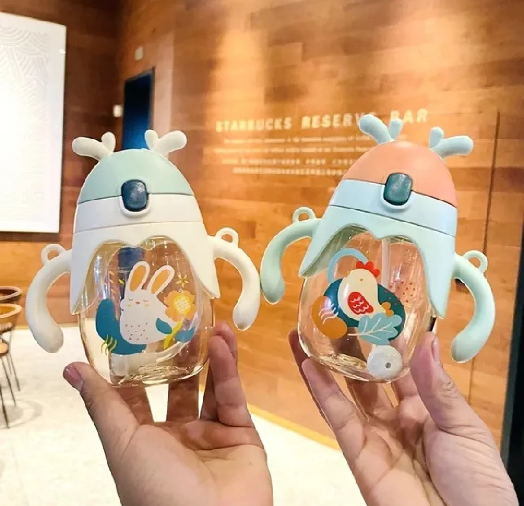 447. Kids Water Bottle PPSUSlicone Straw Mom pot