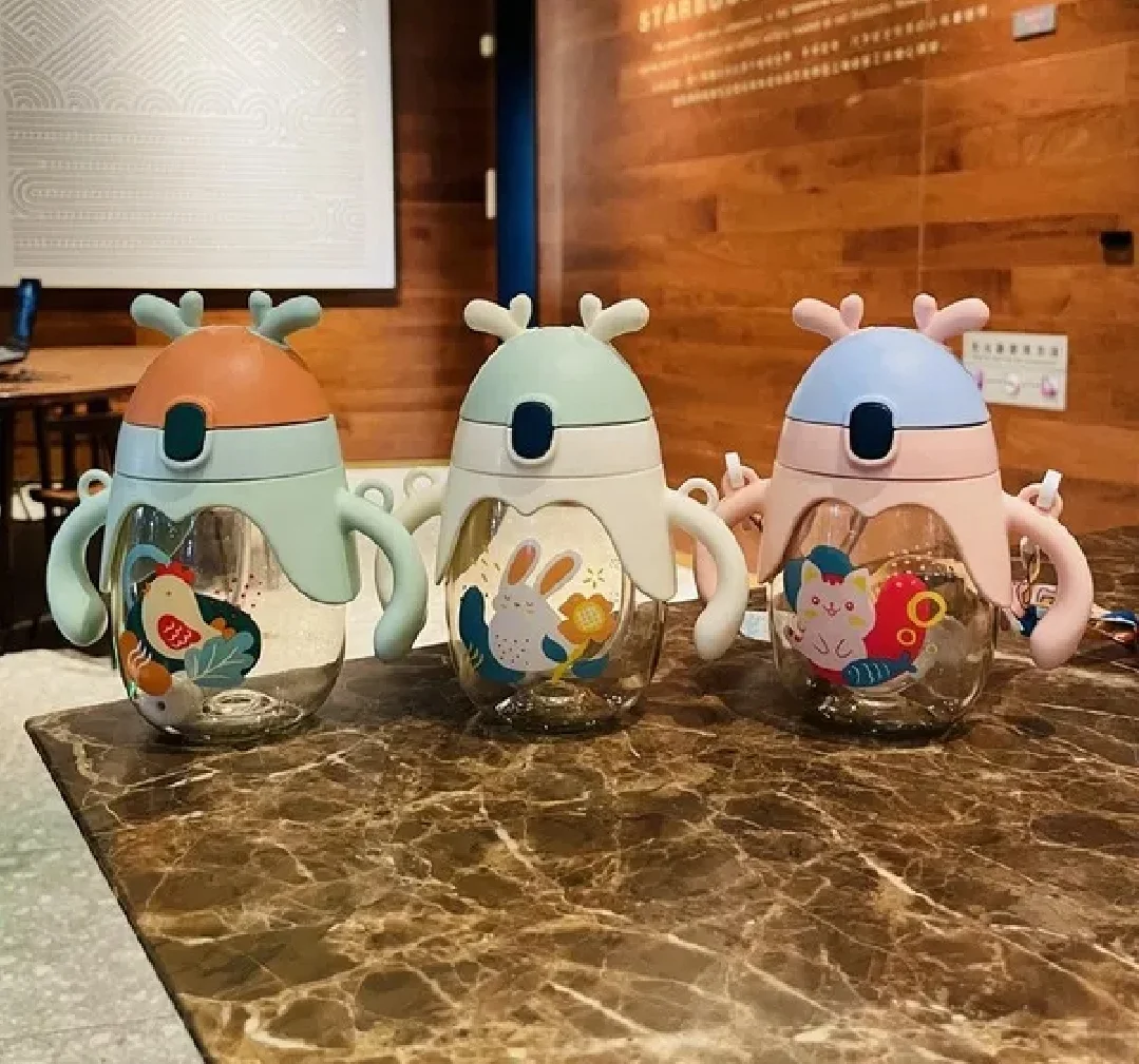447. Kids Water Bottle PPSUSlicone Straw Mom pot