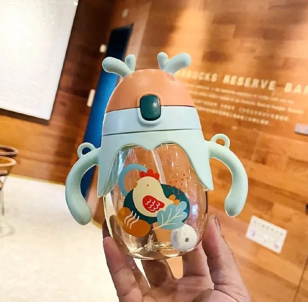 447. Kids Water Bottle PPSUSlicone Straw Mom pot