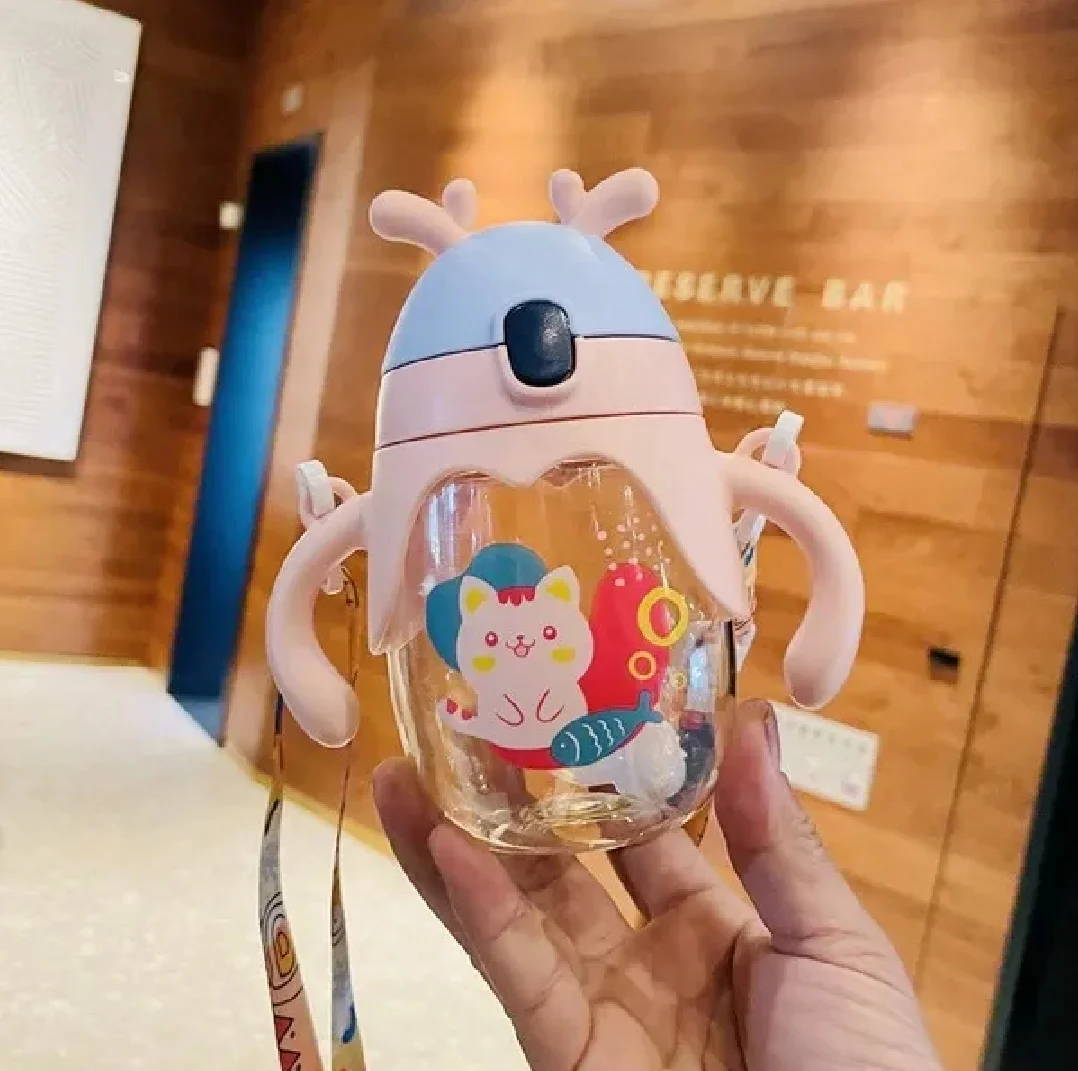 447. Kids Water Bottle PPSUSlicone Straw Mom pot