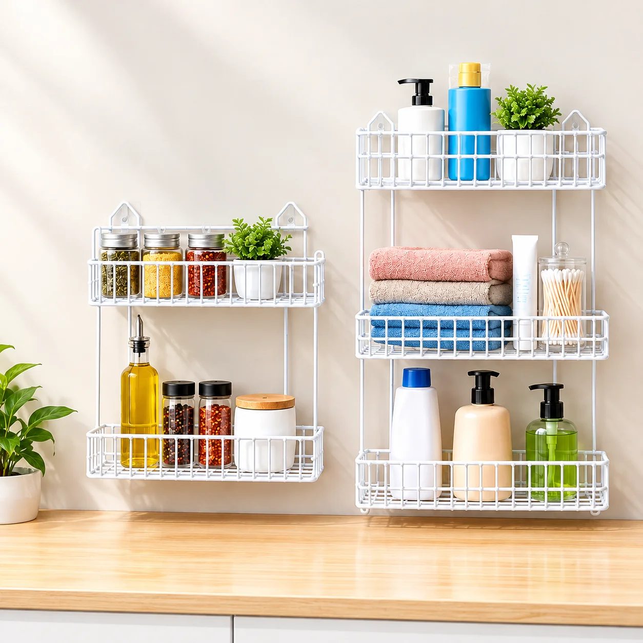 2 pcs Kitchen Spice Rack Combo – Wall & Counter Organizer - (775)