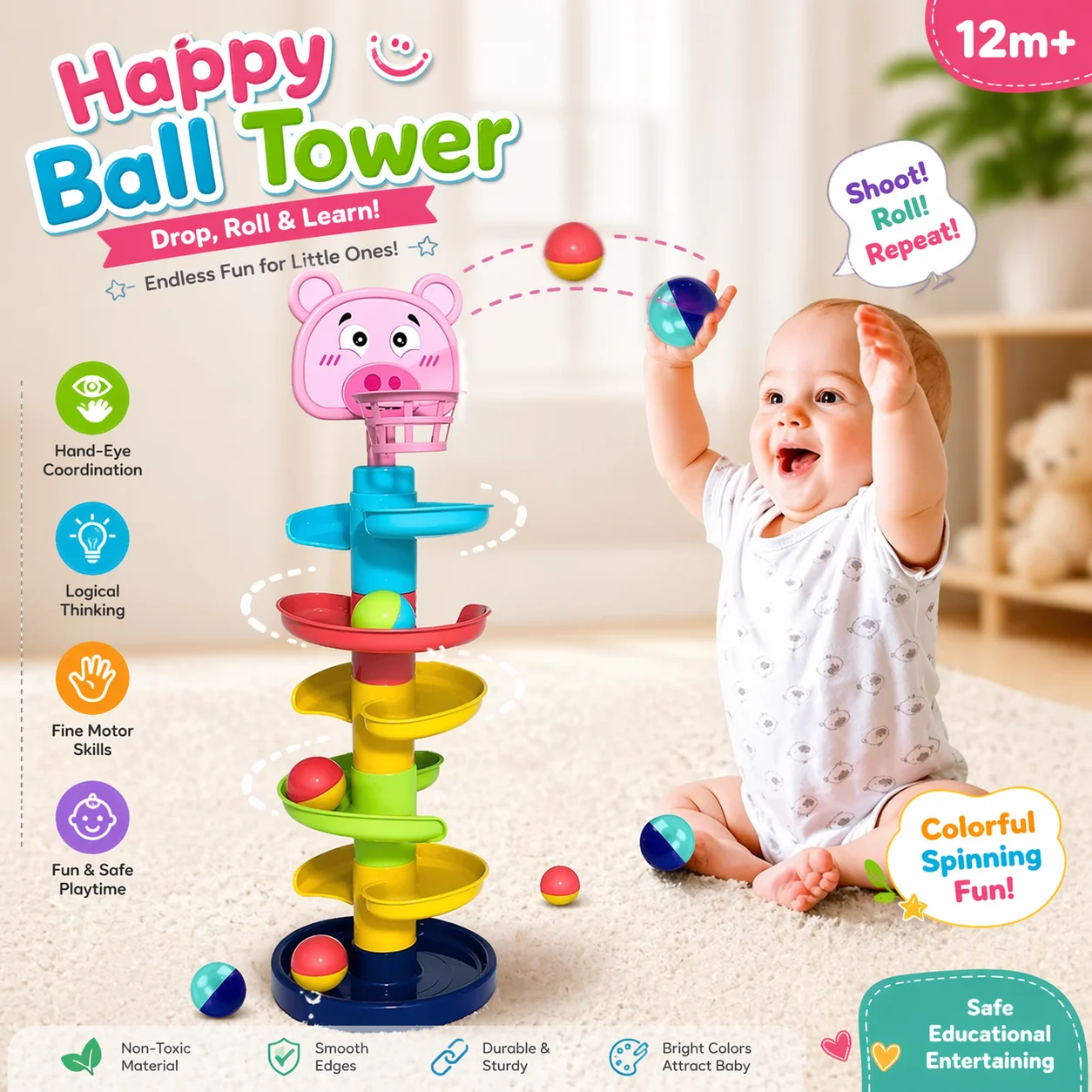 5 Leyar Happy Ball Tower Baby Toy