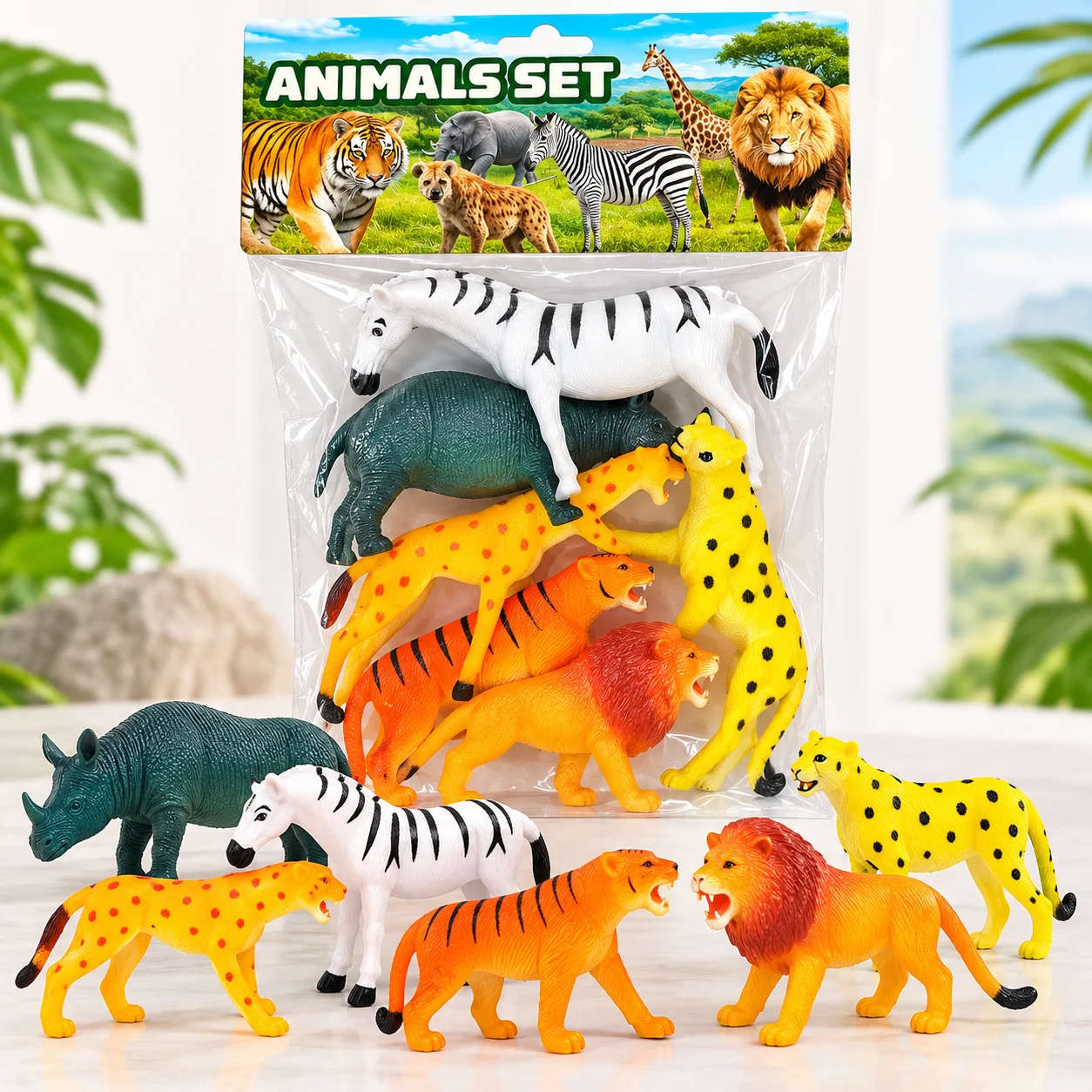 6pcs Wild Animals PVC Rubber Toy Set for Kids