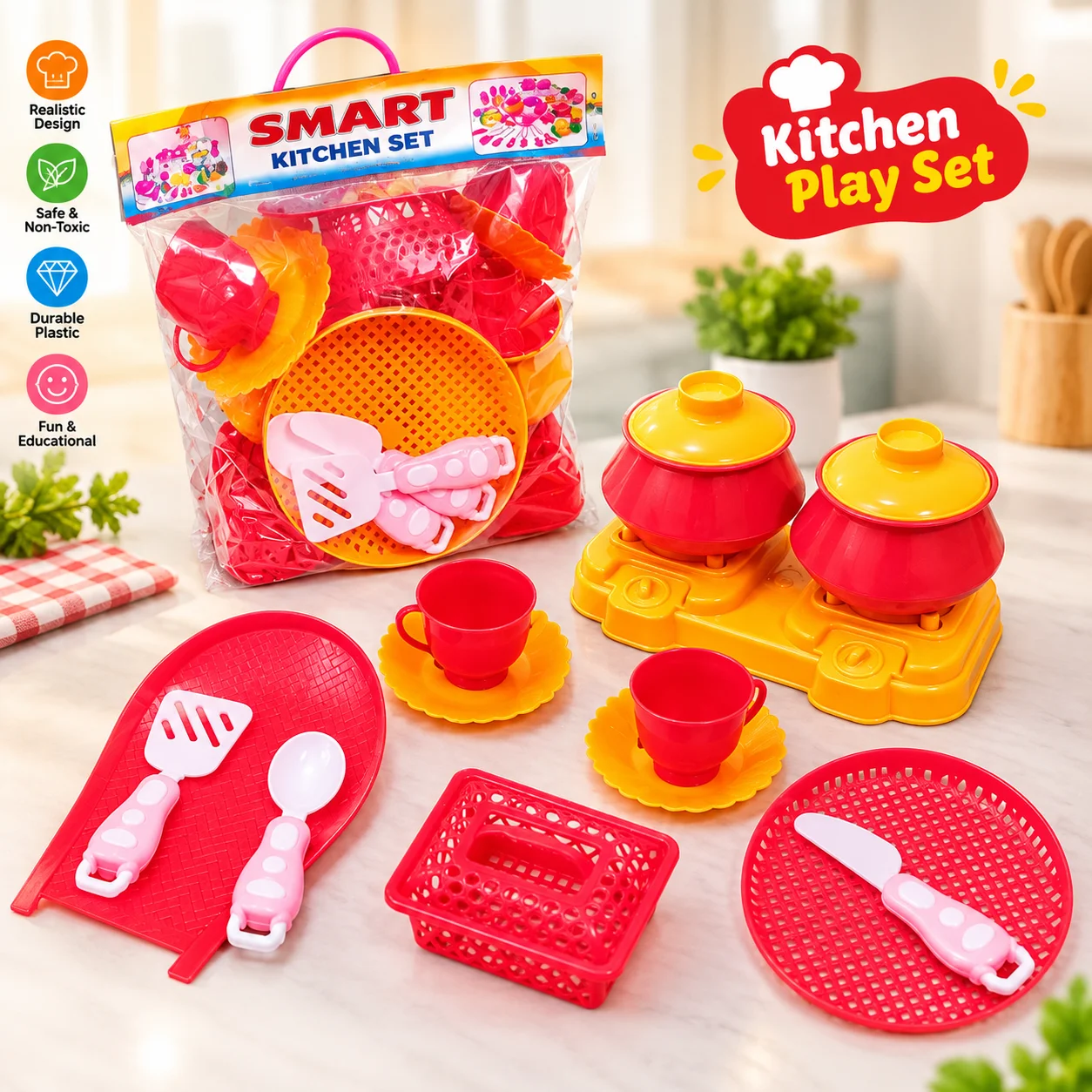 Smart Kitchen Set Toy – Kids Cooking Pretend Play Set