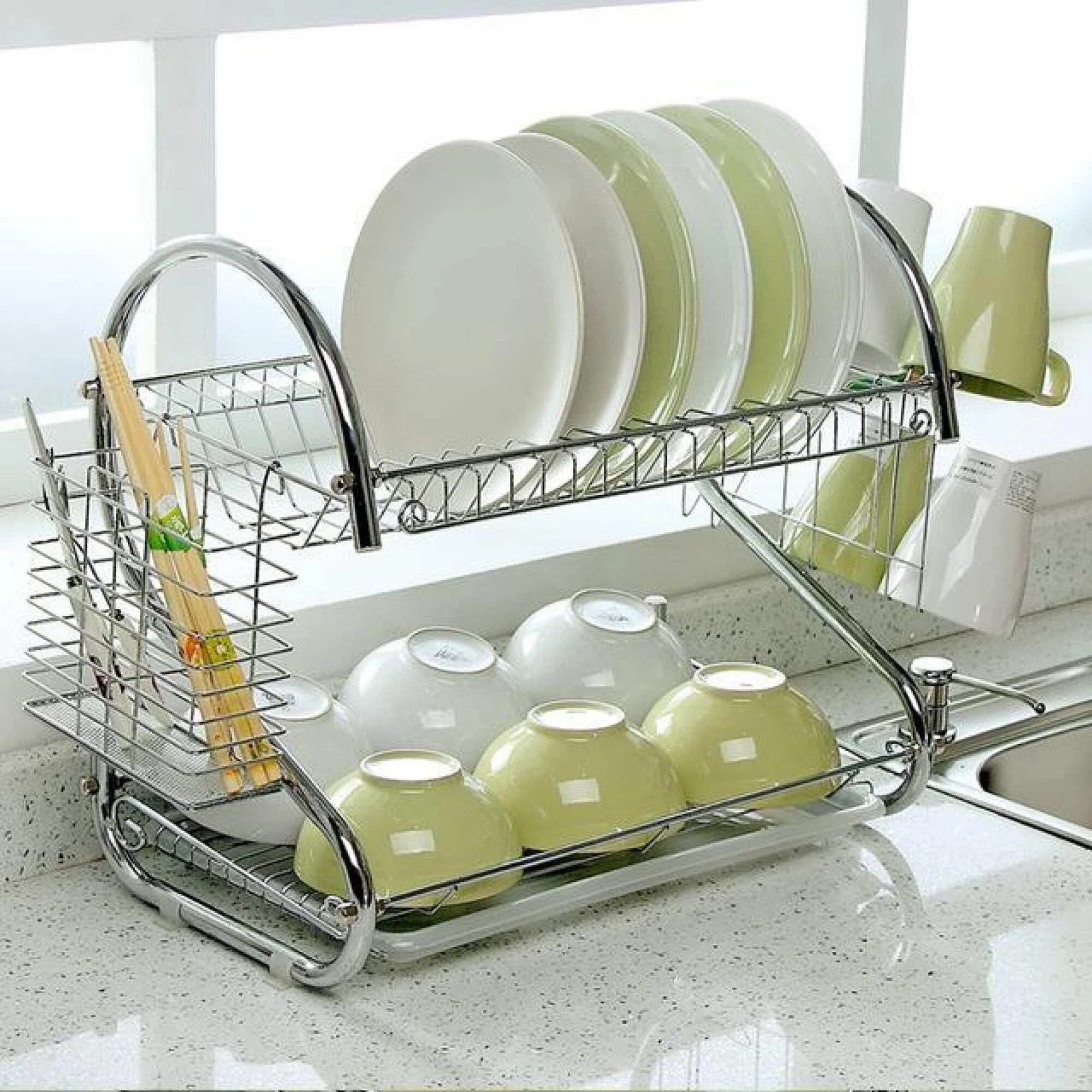 Stainless Steel 2-Layer Dish Drainer Rack: Keep Your Kitchen Organized With This Durable Stainless Steel Dish Drainer Rack